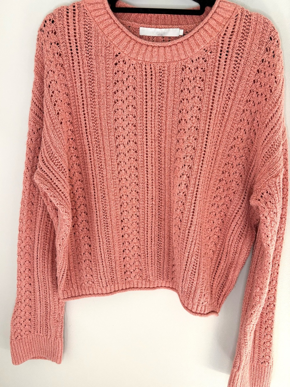 One Grey Day Coral Knit Sweater Small Cropped Textured Pullover